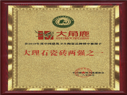 2018年度中国建筑卫生陶瓷品牌榜“大理石瓷砖两强之一”