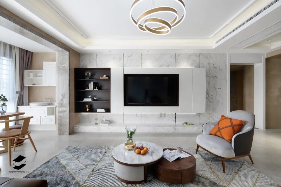 岩板电视背景墙这么设计，美炸了！