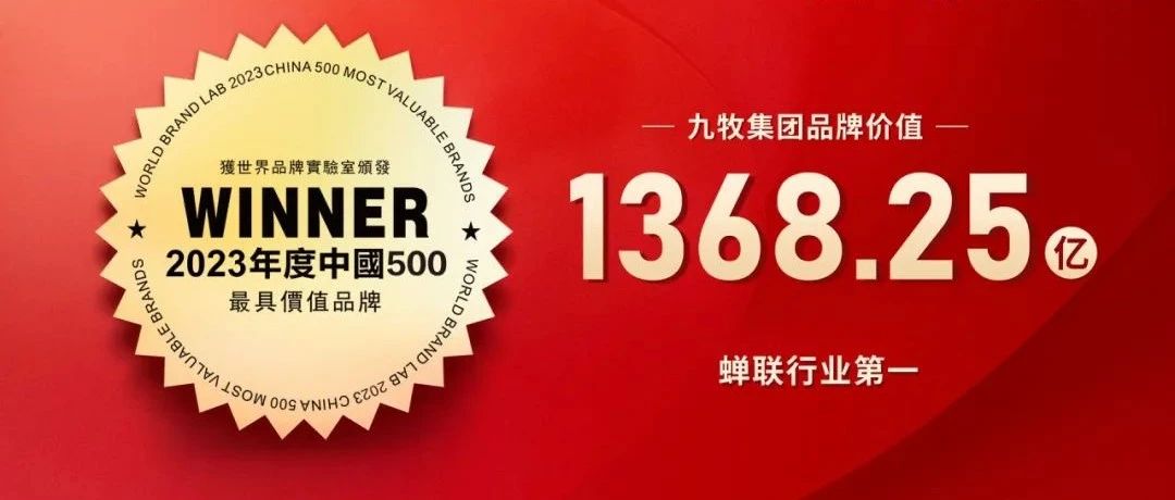 九牧集团品牌价值1368.25亿！持续引领行业！